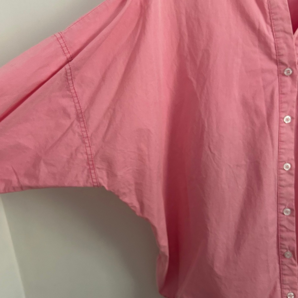POL Womens Pink Button Down V-Neck Dolman Sleeve Cotton Shirt Medium - Picture 3 of 8